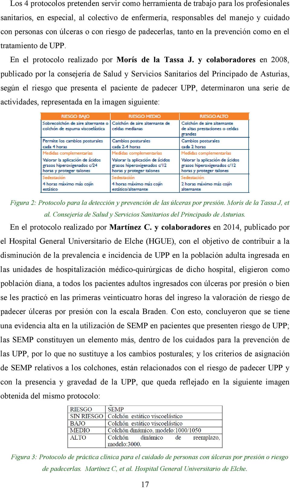 y colaboradores en 2008, publicado por la consejería de Salud y Servicios Sanitarios del Principado de Asturias, según el riesgo que presenta el paciente de padecer UPP, determinaron una serie de