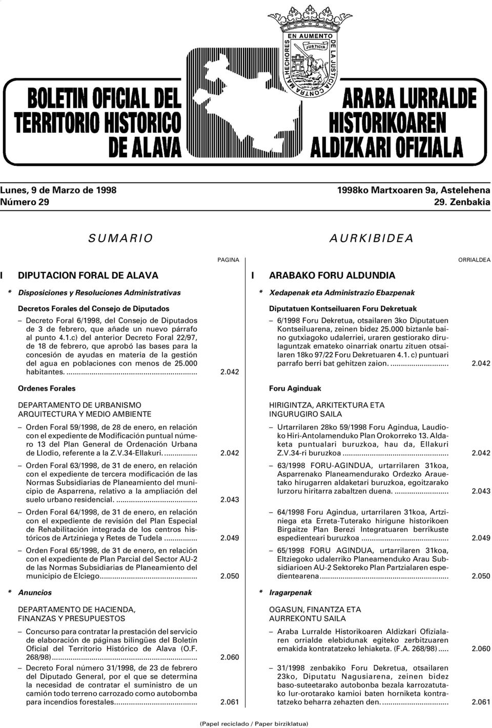 Xedapenak eta Administrazio Ebazpenak Decretos Forales del Consejo de Diputados Decreto Foral 6/19