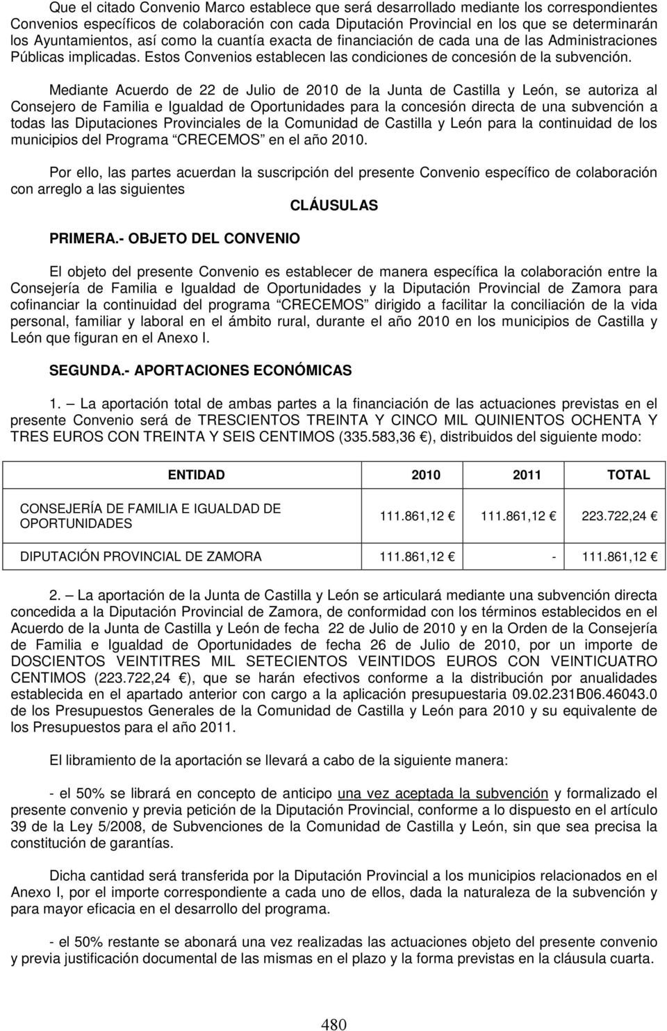 Mediante Acuerdo de 22 de Julio de 2010 de la Junta de Castilla y León, se autoriza al Consejero de Familia e Igualdad de Oportunidades para la concesión directa de una subvención a todas las