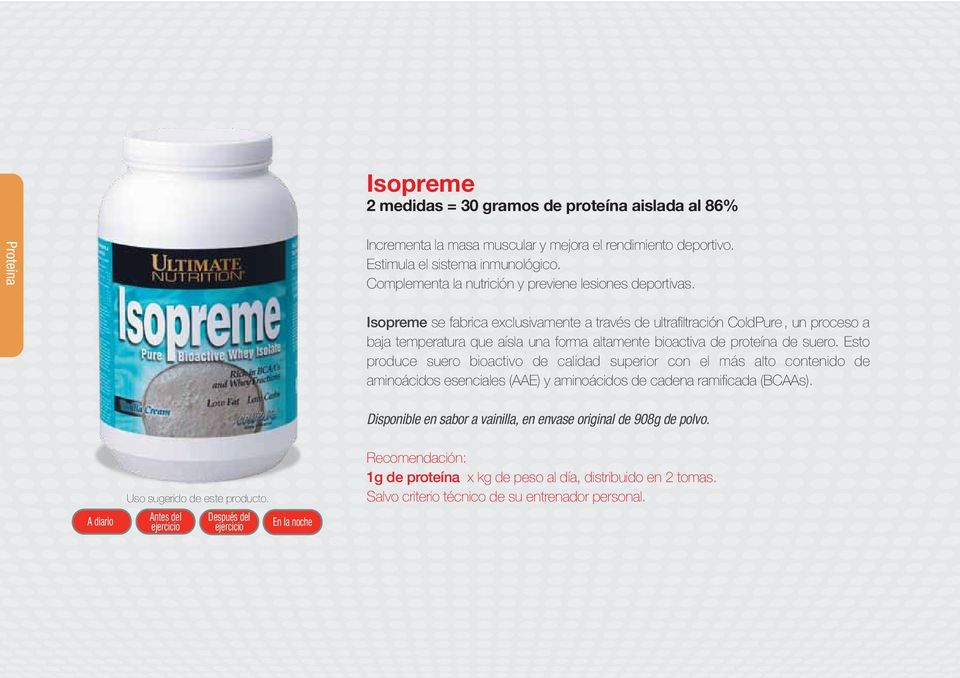 Isopreme se fabrica exclusivamente a través de ultrafiltración ColdPure, un proceso a baja temperatura que aísla una forma altamente bioactiva de proteína de suero.