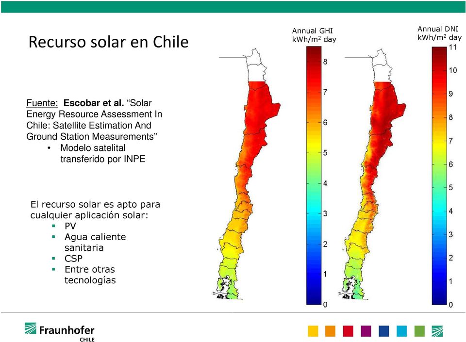 Solar Energy Resource Assessment In Chile: Satellite Estimation And Ground Station