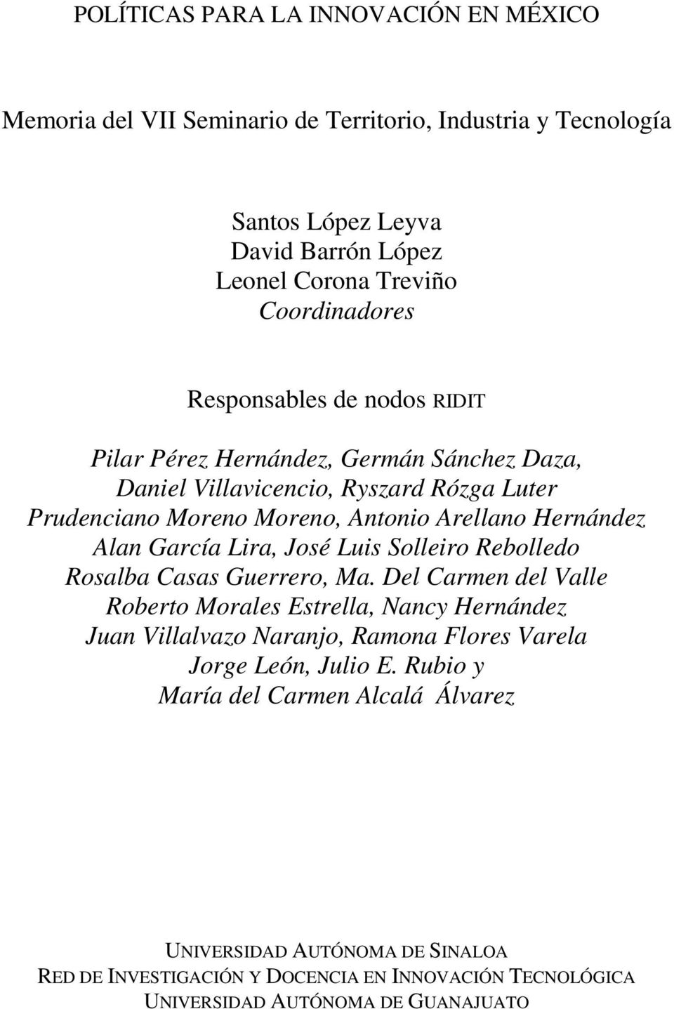 García Lira, José Luis Solleiro Rebolledo Rosalba Casas Guerrero, Ma.