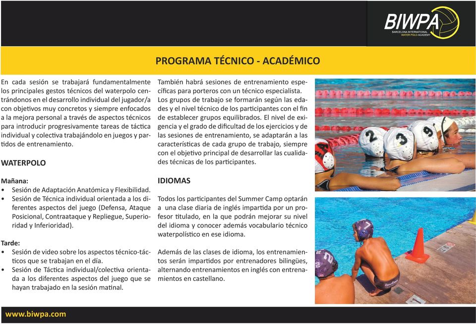 entrenamiento. WATERPOLO Mañana: Sesión de Adaptación Anatómica y Flexibilidad.