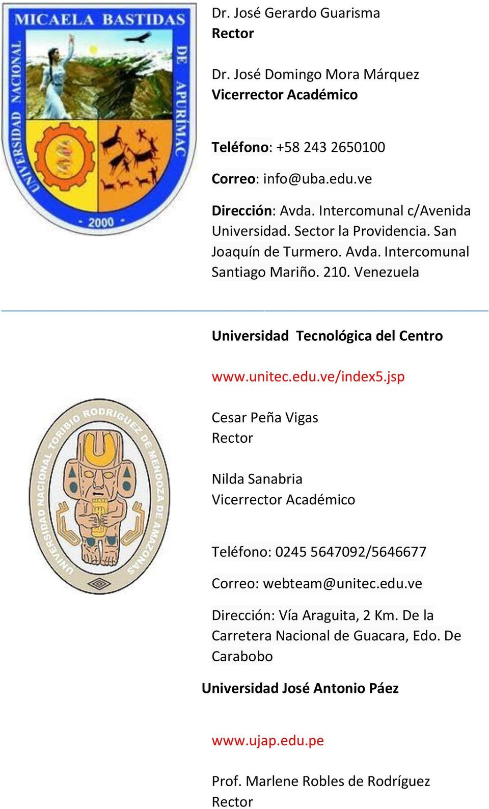 Venezuela Universidad Tecnológica del Centro www.unitec.edu.ve/index5.