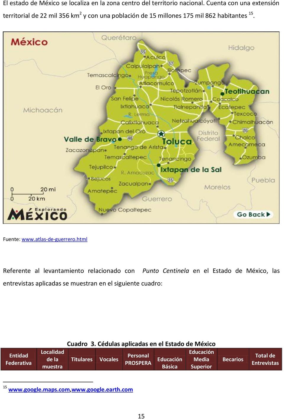 html Referente al levantamiento relacionado con entrevistas aplicadas se muestran en el siguiente cuadro: Punto Centinela en el Estado de México, las