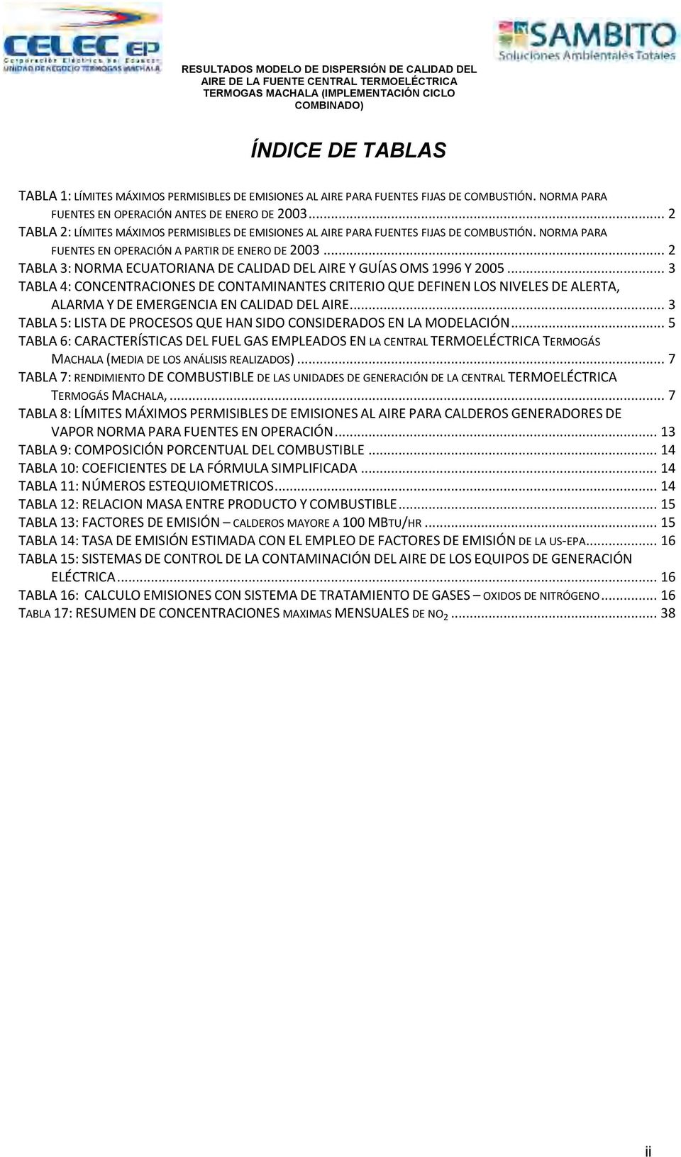 .. 2 TABLA 3: NORMA ECUATORIANA DE CALIDAD DEL AIRE Y GUÍAS OMS 1996 Y 2005.