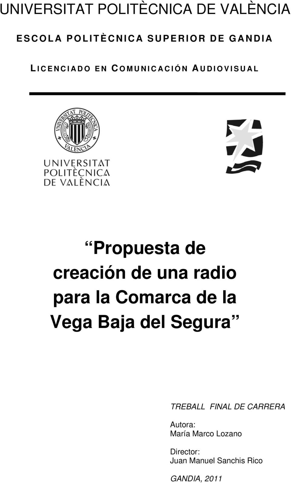 radio para la Comarca de la Vega Baja del Segura TREBALL FINAL DE CARRERA