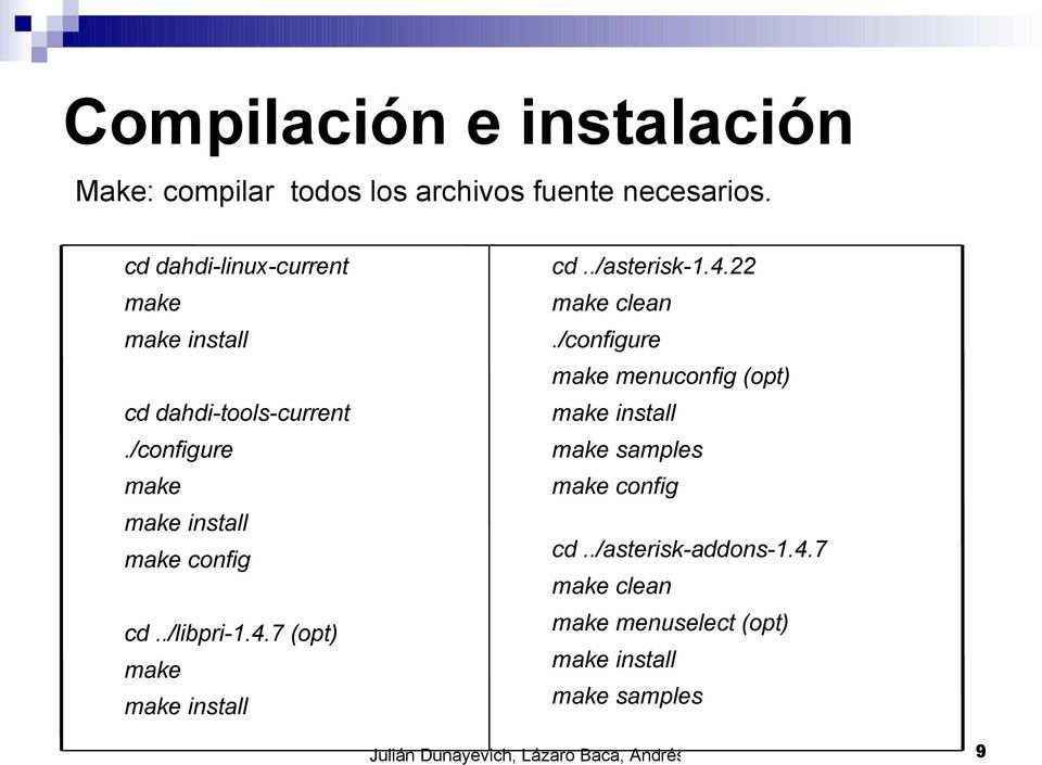 7 (opt) make make install cd../asterisk-1.4.22 make clean.