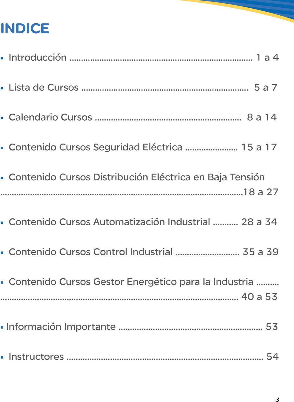 .. 15 a 17 Contenido Cursos Distribución Eléctrica en Baja Tensión.