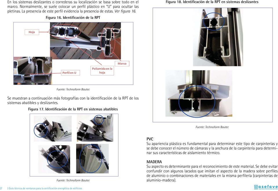 Identificación de la RPT en sistemas deslizantes Fuente: Technoform Bautec Se muestran a continuación más fotografías con la identificación de la RPT de los sistemas abatibles y deslizantes.