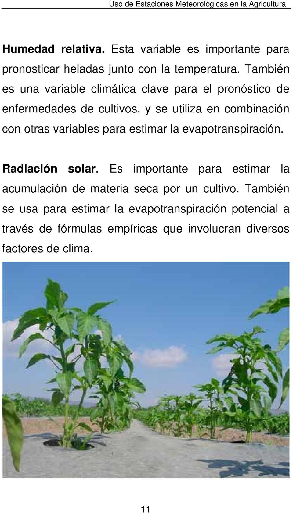 También es una variable climática clave para el pronóstico de enfermedades de cultivos, y se utiliza en combinación con otras variables