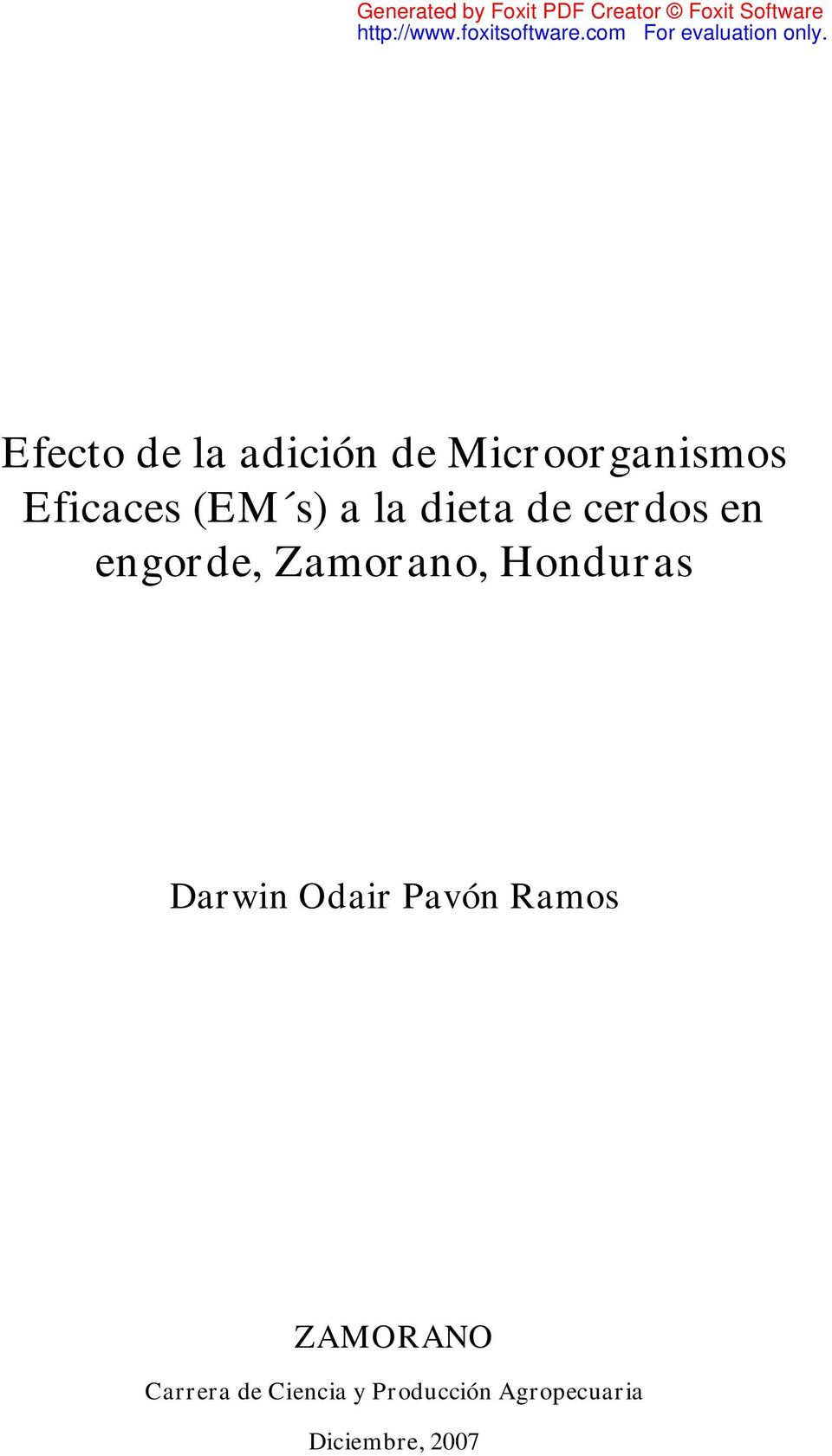 Honduras Darwin Odair Pavón Ramos ZAMORANO Carrera