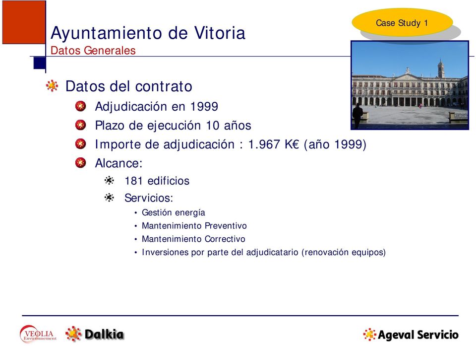 967 K (año 1999) Alcance: 181 edificios Servicios: Gestión energía