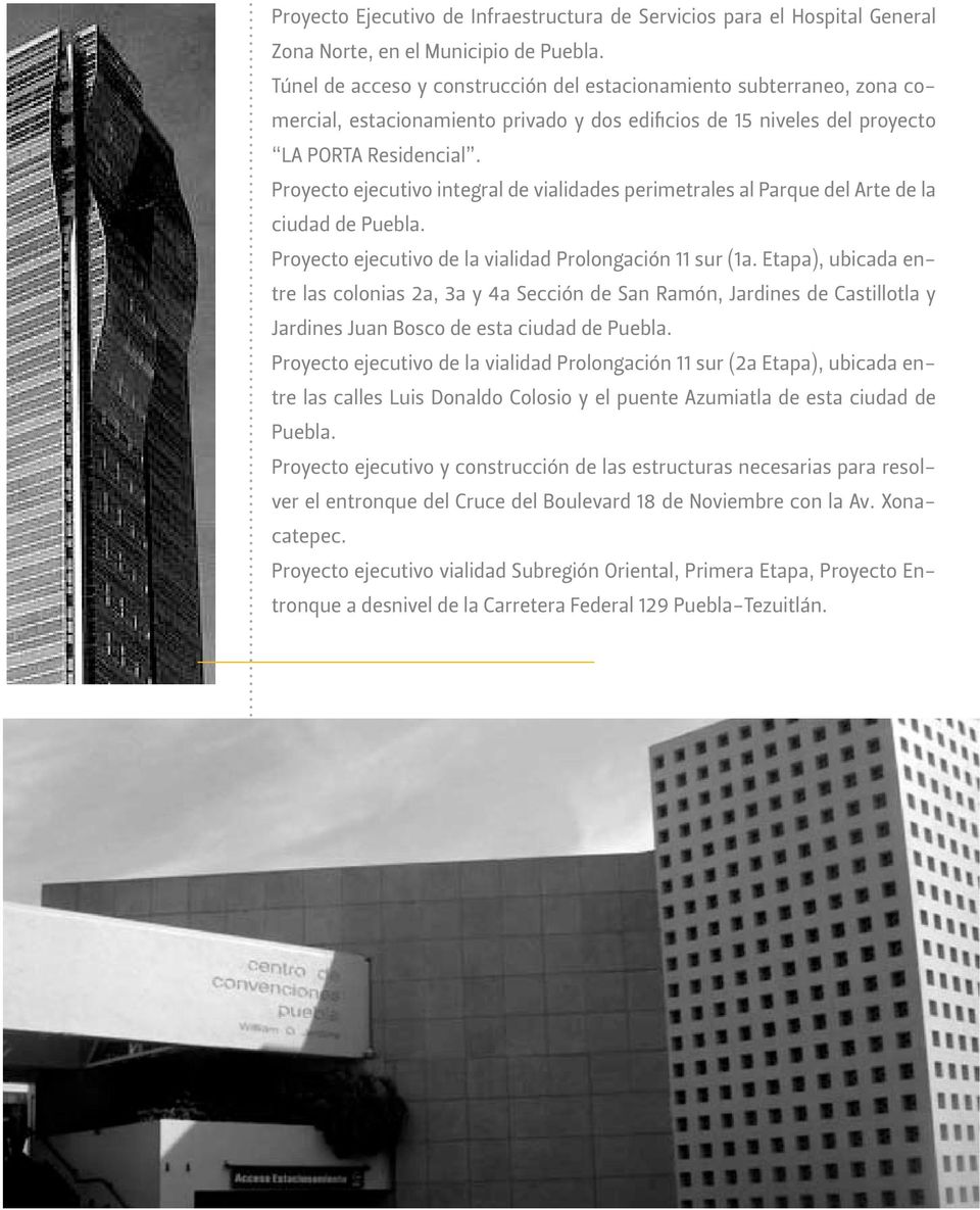 Proyecto ejecutivo integral de vialidades perimetrales al Parque del Arte de la ciudad de Puebla. Proyecto ejecutivo de la vialidad Prolongación 11 sur (1a.