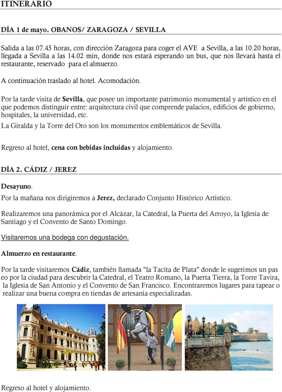 Por la tarde visita de Sevilla, que posee un importante patrimonio monumental y artístico en el que podemos distinguir entre: arquitectura civil que comprende palacios, edificios de gobierno,