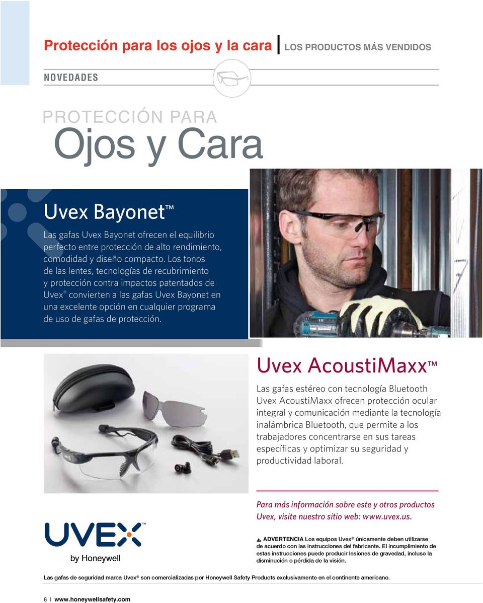 Los tonos de las lentes, tecnologías de recubrimiento y protección contra impactos patentados de Uvex convierten a las gafas Uvex Bayonet en una excelente opción en cualquier programa de uso de gafas