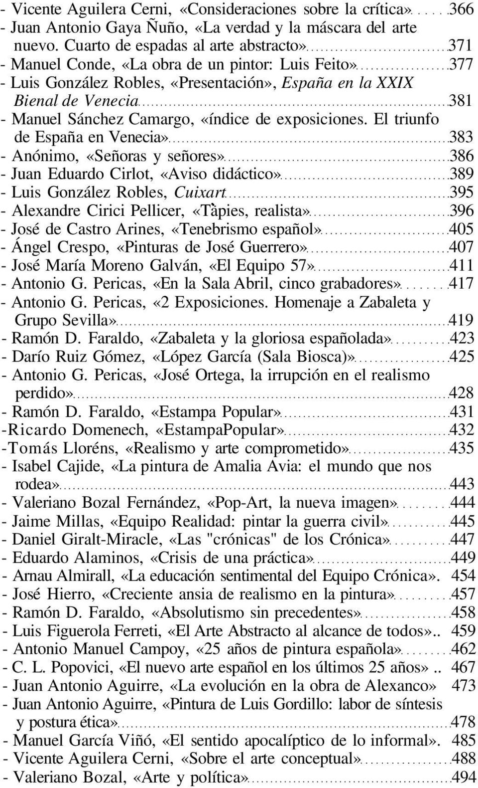 Camargo, «índice de exposiciones.