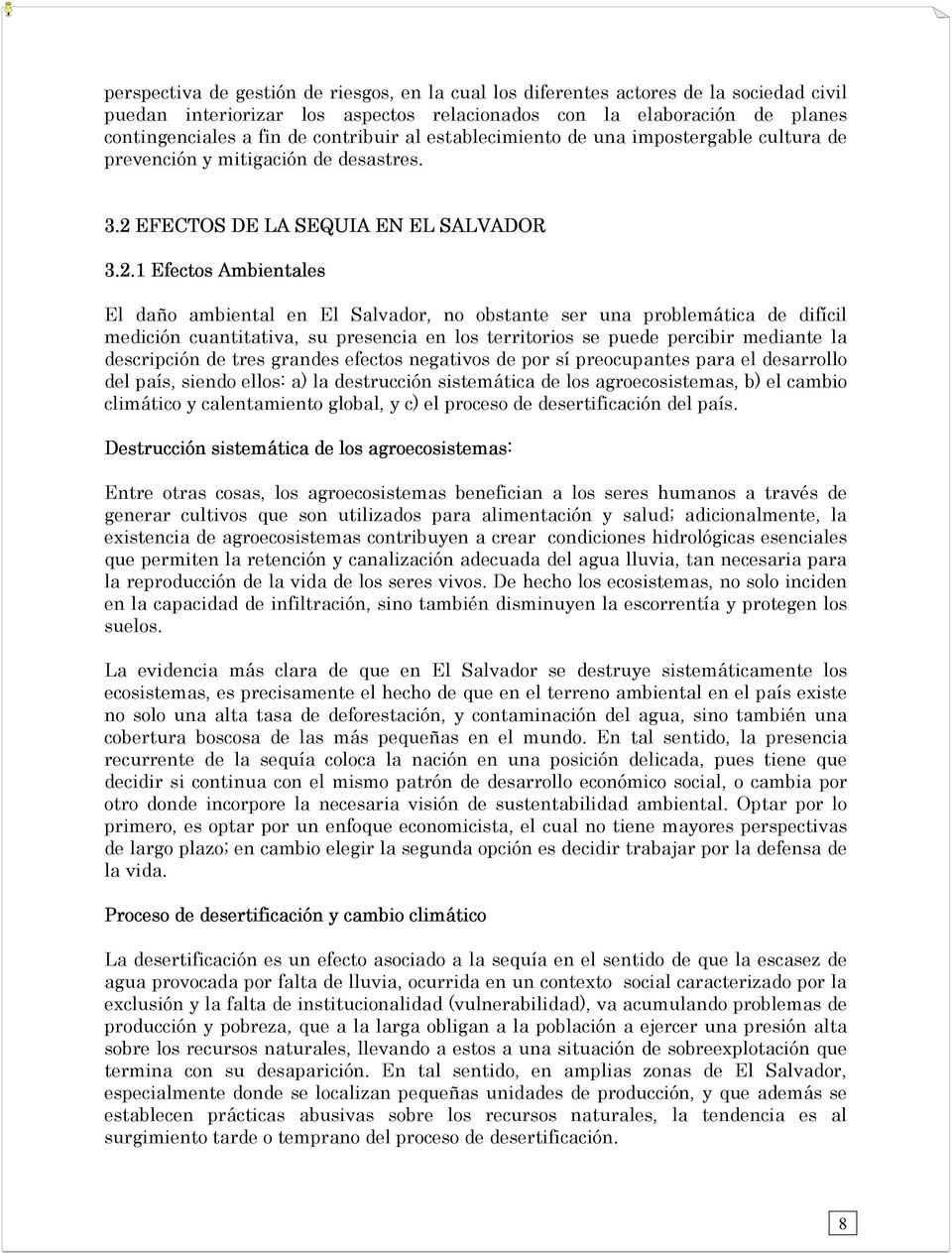 EFECTOS DE LA SEQUIA EN EL SALVADOR 3.2.