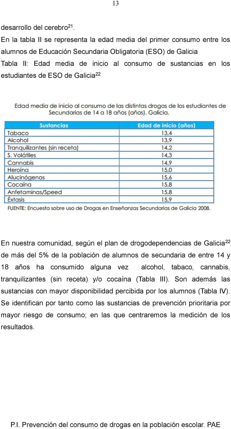 en los estudiantes de ESO de Galicia 22 En nuestra comunidad, según el plan de drogodependencias de Galicia 22 de más del 5% de la población de alumnos de secundaria de entre 14 y 18 años