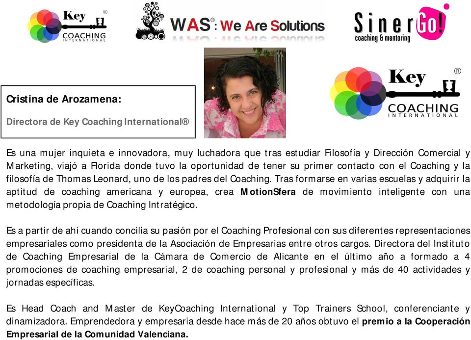 Tras formarse en varias escuelas y adquirir la aptitud de coaching americana y europea, crea MotionSfera de movimiento inteligente con una metodología propia de Coaching Intratégico.
