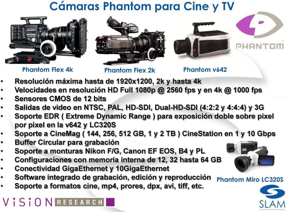 LC320S Soporte a CineMag ( 144, 256, 512 GB, 1 y 2 TB ) CineStation en 1 y 10 Gbps Buffer Circular para grabación Soporte a monturas Nikon F/G, Canon EF EOS, B4 y PL Configuraciones con memoria