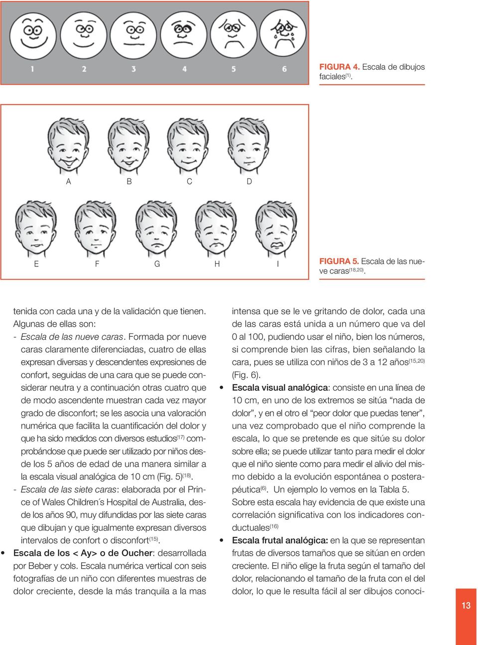 Formada por nueve caras claramente diferenciadas, cuatro de ellas expresan diversas y descendentes expresiones de confort, seguidas de una cara que se puede considerar neutra y a continuación otras