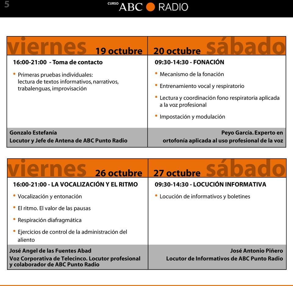Radio Peyo García. Experto en ortofonía aplicada al uso profesional de la voz 16:00-21:00 - LA VOCALIZACIÓN Y EL RITMO Vocalización y entonación El ritmo.