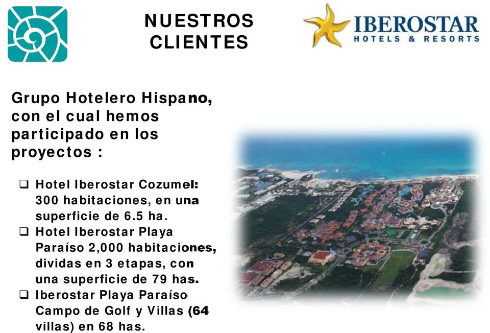 Hotel Iberostar Playa Paraíso 2,000 habitaciones, dividas en 3 etapas, con una