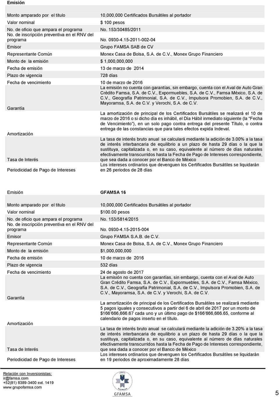15-2011-002-04 Emisor Representante Común Grupo FAMSA SAB de CV 