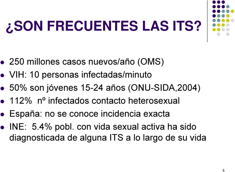 jóvenes 15-24 años (ONU-SIDA,2004) 112% nº infectados contacto heterosexual