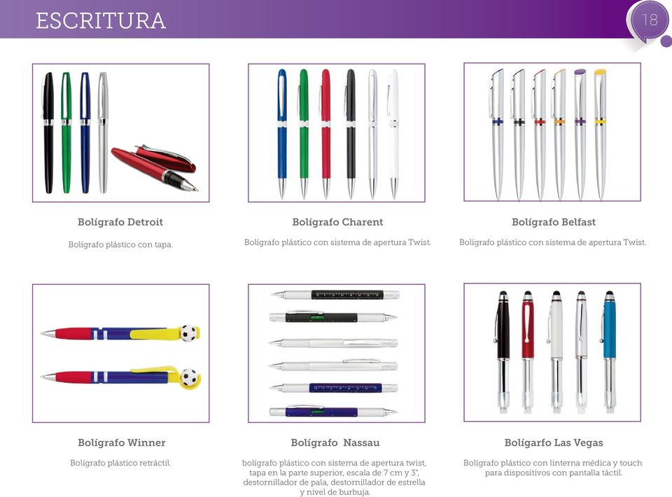 Bolígrafo Nassau bolígrafo plástico con sistema de apertura twist, tapa en la parte superior, escala de 7 cm y 3", destornillador de