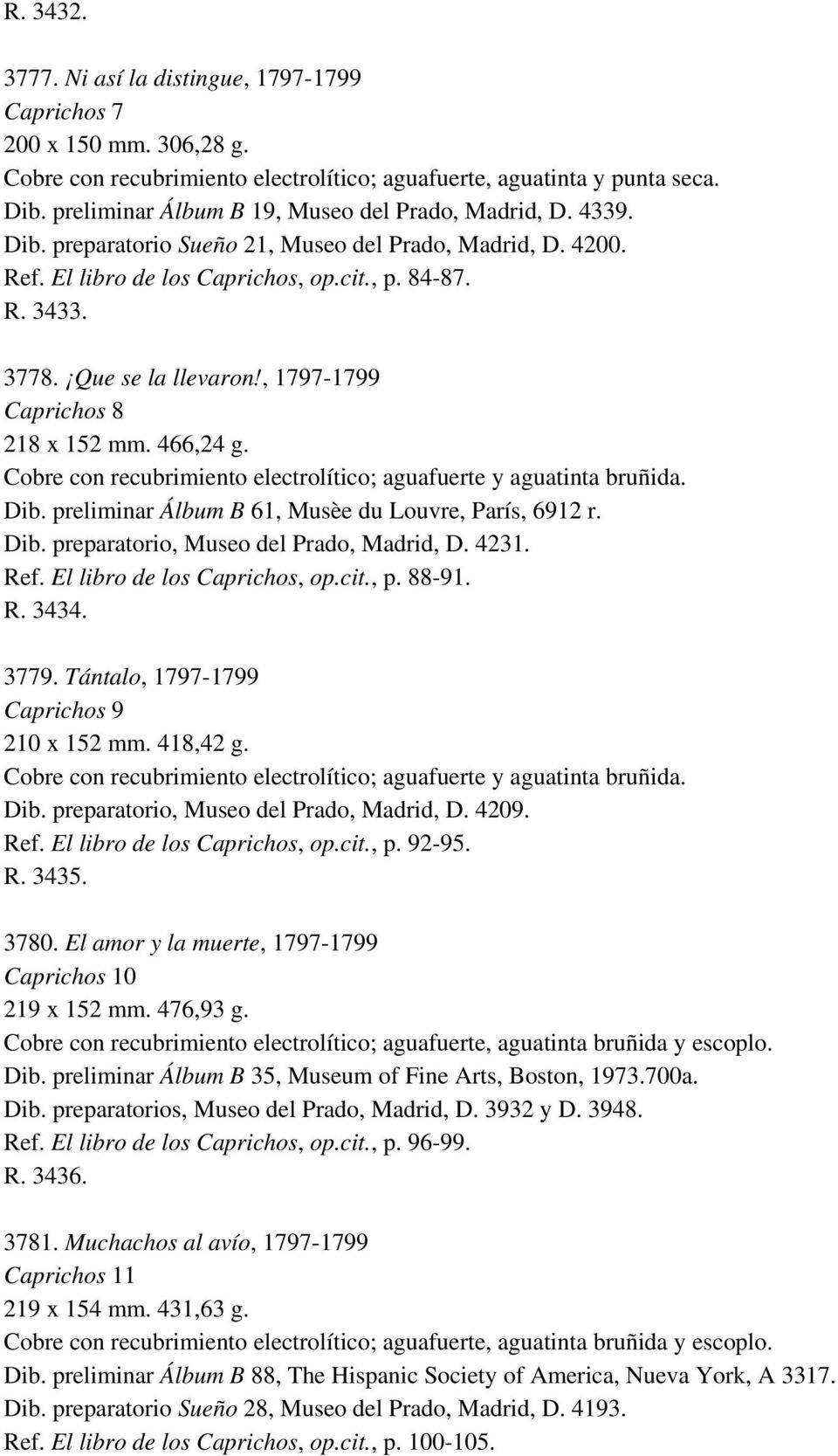 Que se la llevaron!, 1797-1799 Caprichos 8 218 x 152 mm. 466,24 g. Dib. preliminar Álbum B 61, Musèe du Louvre, París, 6912 r. Dib. preparatorio, Museo del Prado, Madrid, D. 4231. Ref.