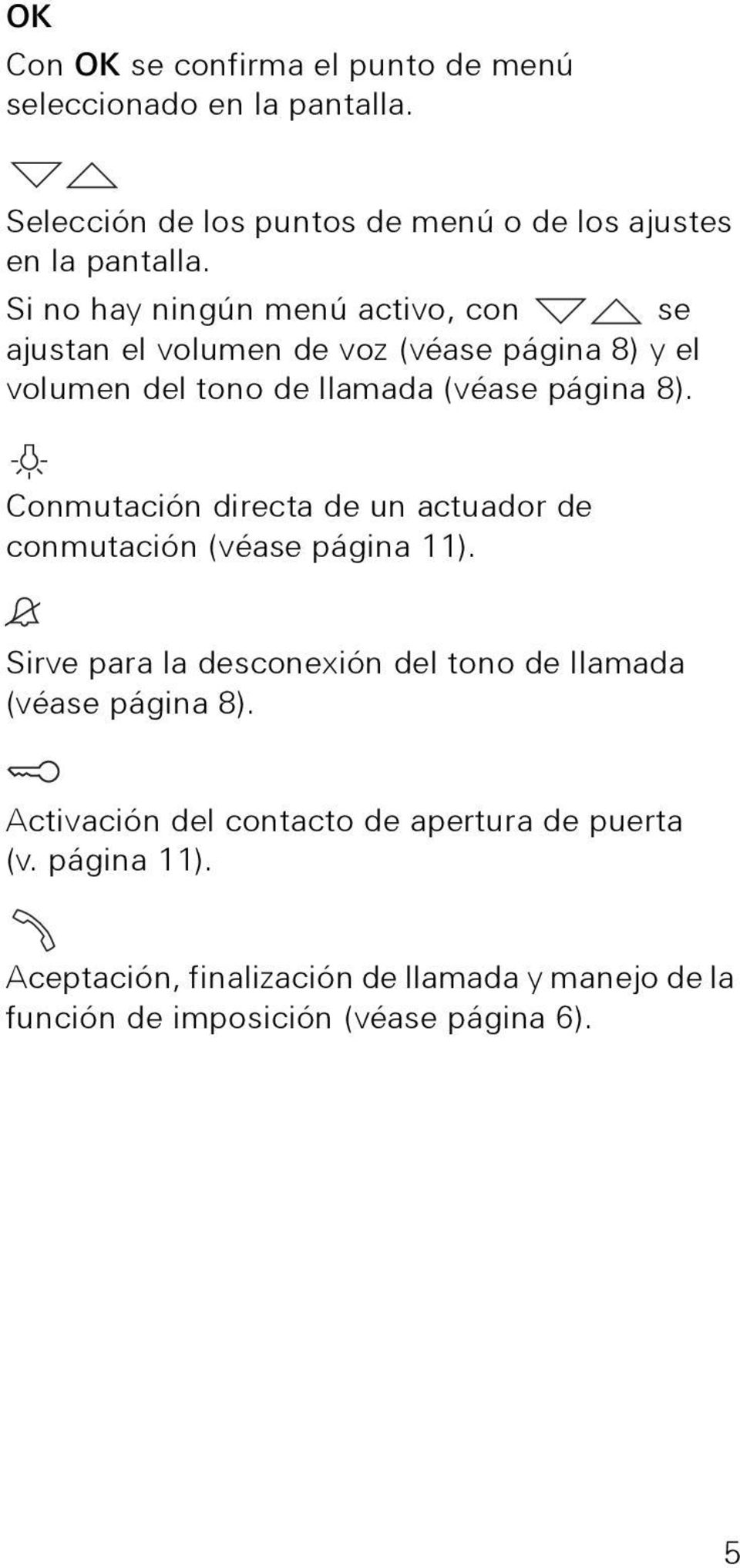Conmutación directa de un actuador de conmutación (véase página 11). Sirve para la desconexión del tono de llamada (véase página 8).