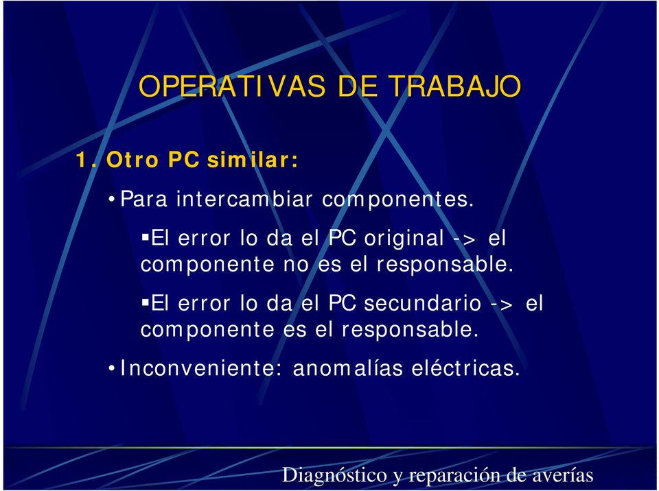 El error lo da el PC original -> el componente no es el