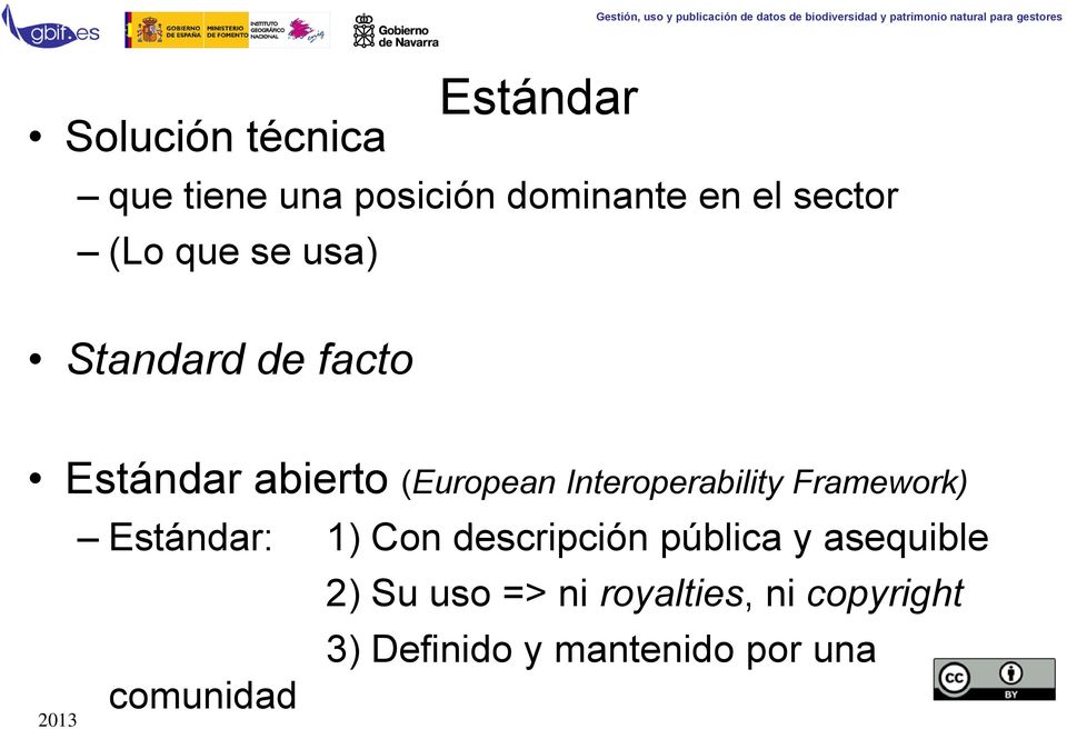 Interoperability Framework) Estándar: 1) Con descripción pública y