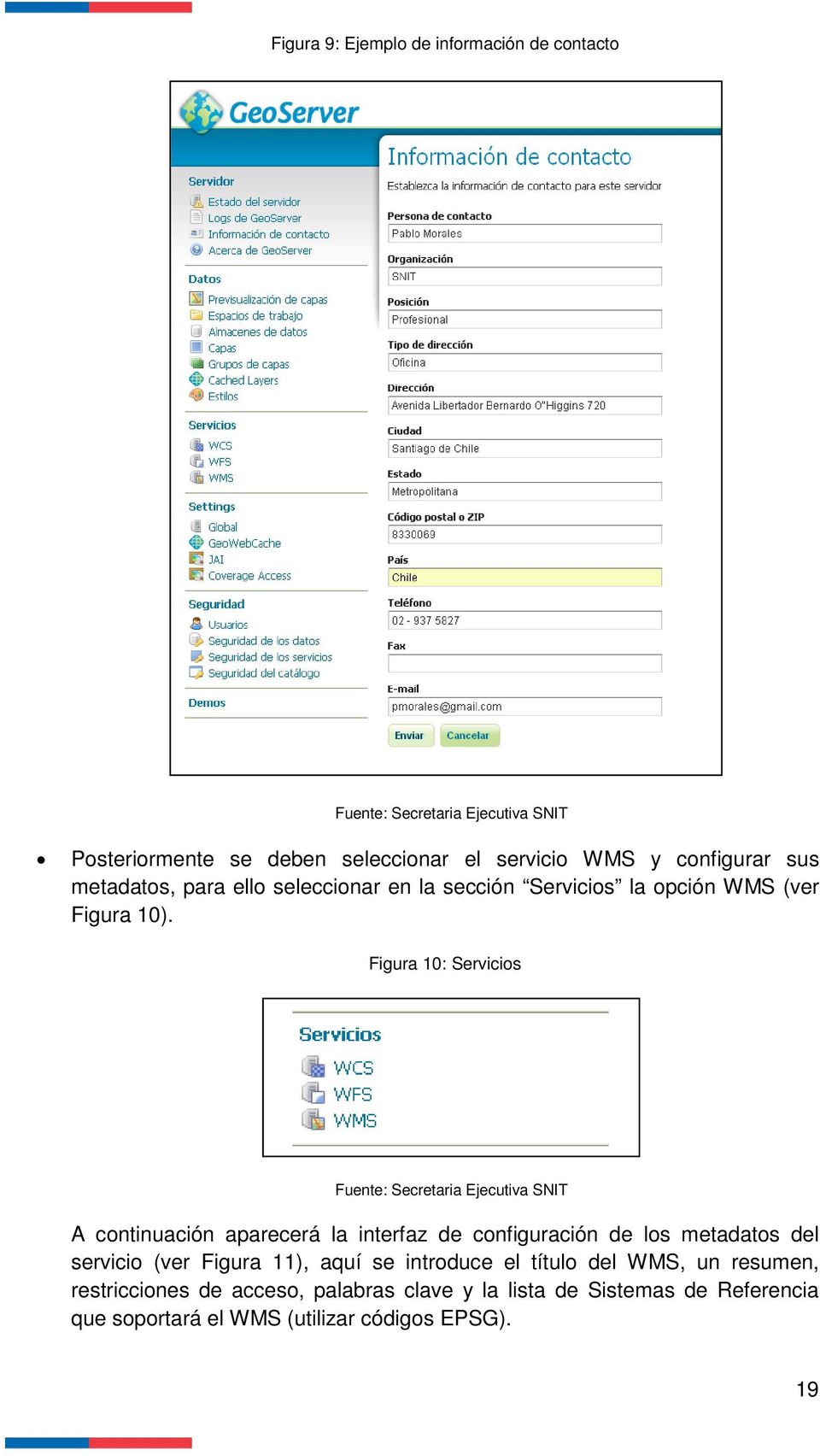 Figura 10: Servicios A continuación aparecerá la interfaz de configuración de los metadatos del servicio (ver Figura 11),