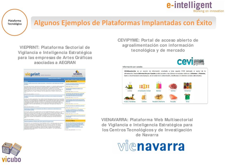 de acceso abierto de agroalimentación con información tecnológica y de mercado VIENAVARRA: Plataforma Web