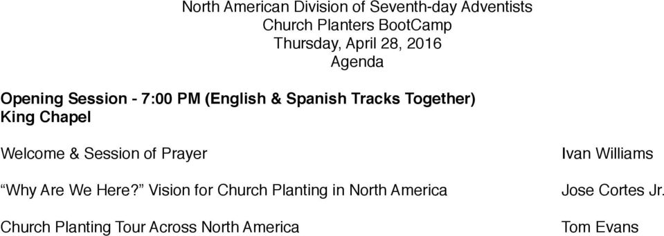 Here? Vision for Church Planting in North America Church