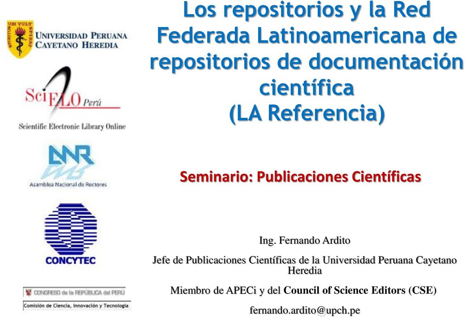 Fernando Ardito Jefe de Publicaciones Científicas de la Universidad Peruana