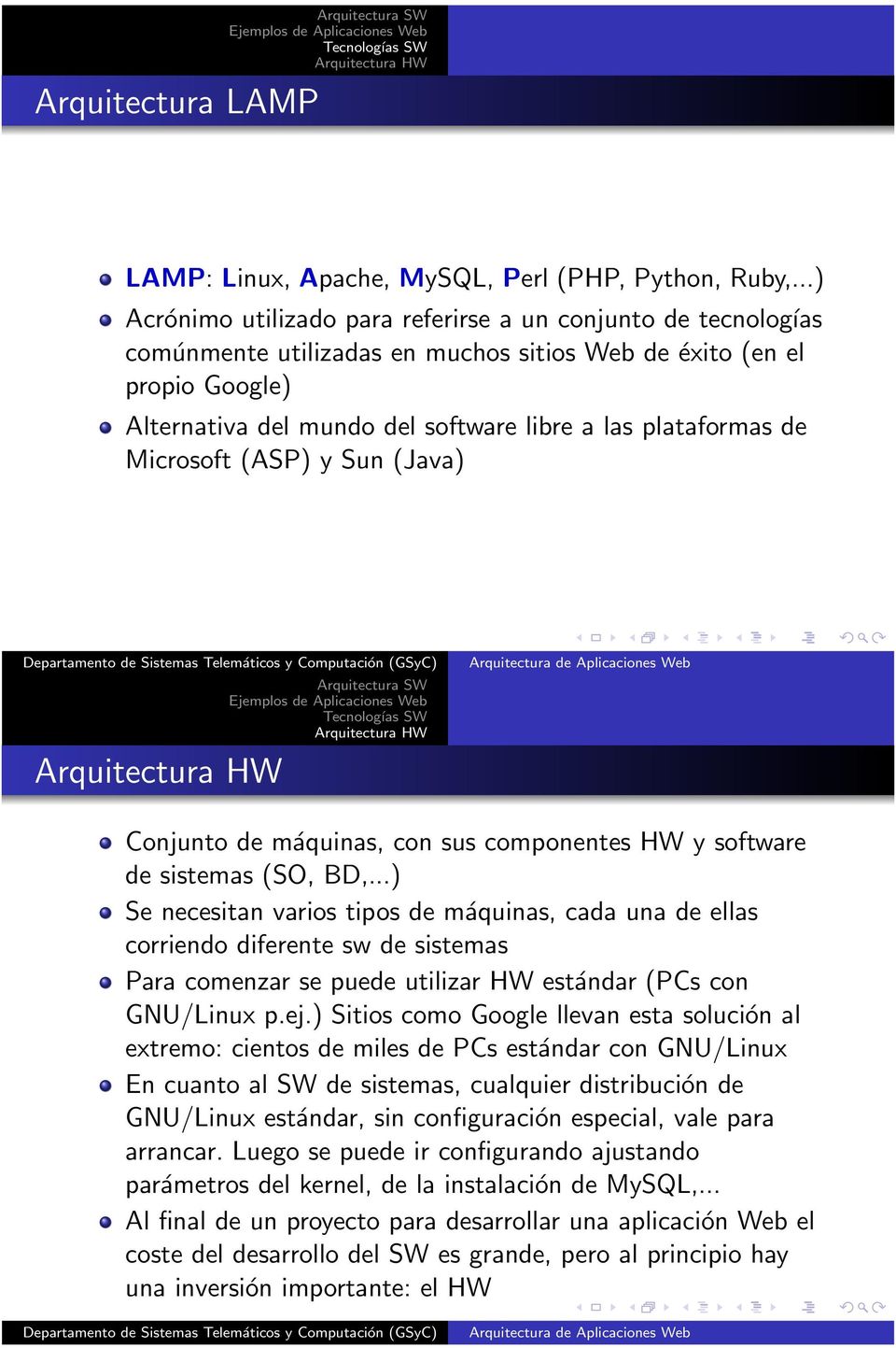 de Microsoft (ASP) y Sun (Java) Conjunto de máquinas, con sus componentes HW y software de sistemas (SO, BD,.