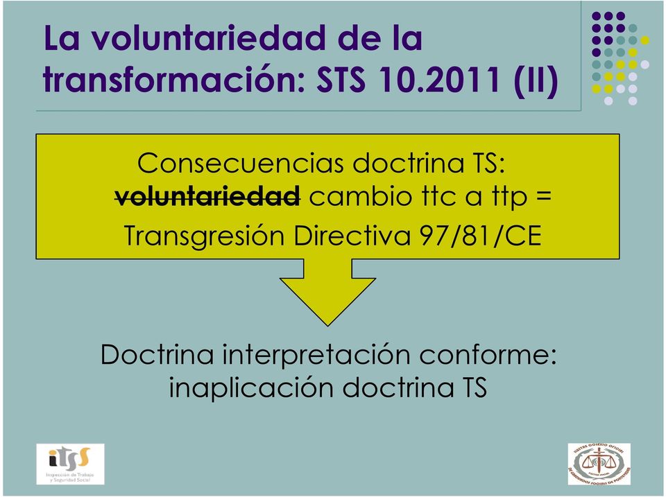 cambio ttc a ttp = Transgresión Directiva 97/81/CE
