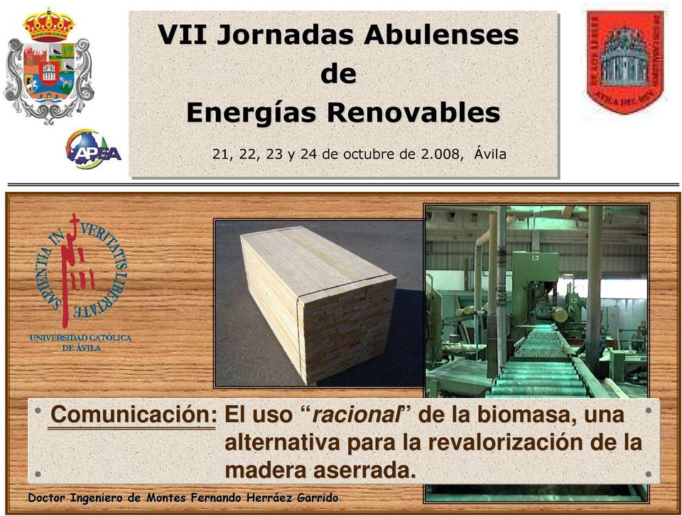 008, Ávila Comunicación: n: El uso racional de la biomasa, una