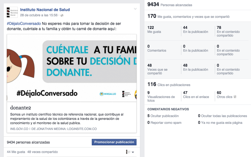 de mensajes y una imagen como aplicativo para ser la herramienta a través de la cual los colombianos dejaran clara su intención de ser donantes.