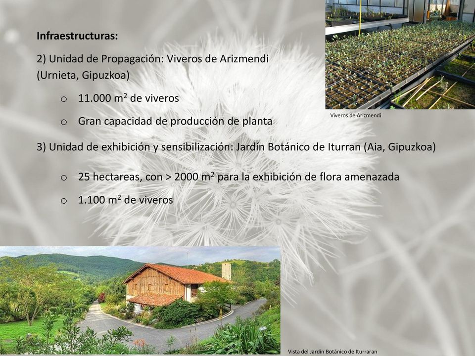 exhibición y sensibilización: Jardín Botánico de Iturran (Aia, Gipuzkoa) o o 25 hectareas, con >