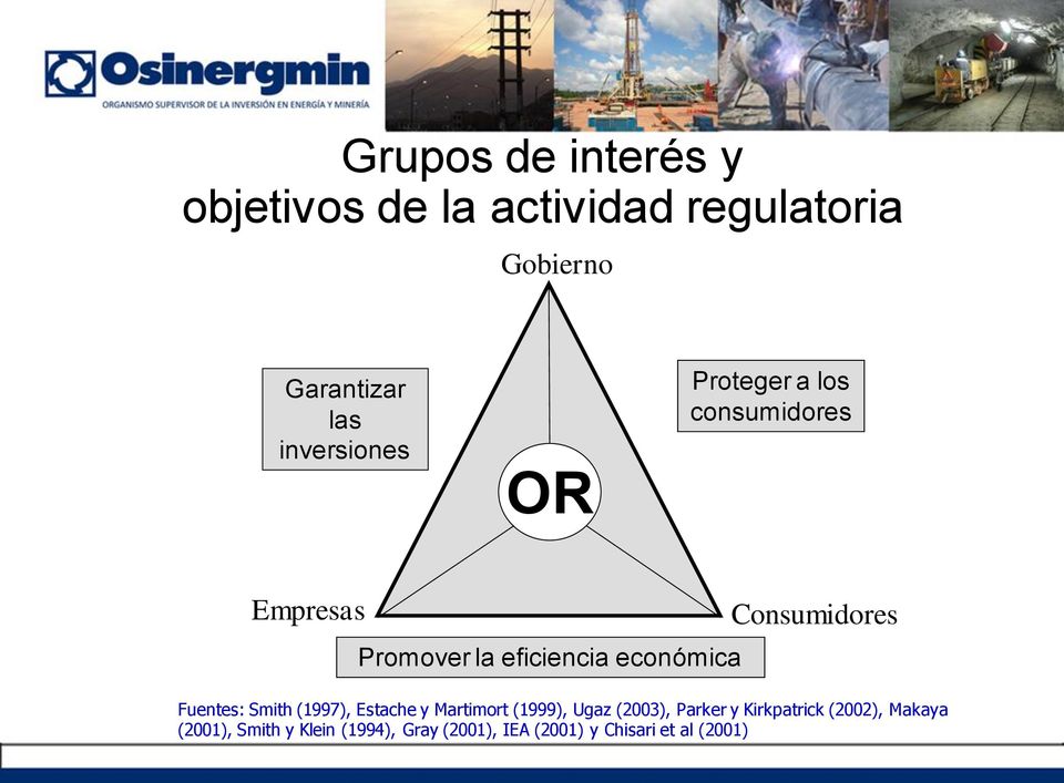Consumidores Fuentes: Smith (1997), Estache y Martimort (1999), Ugaz (2003), Parker y