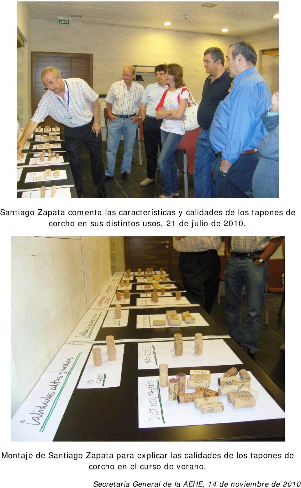 Montaje de Santiago Zapata para explicar las calidades de los tapones