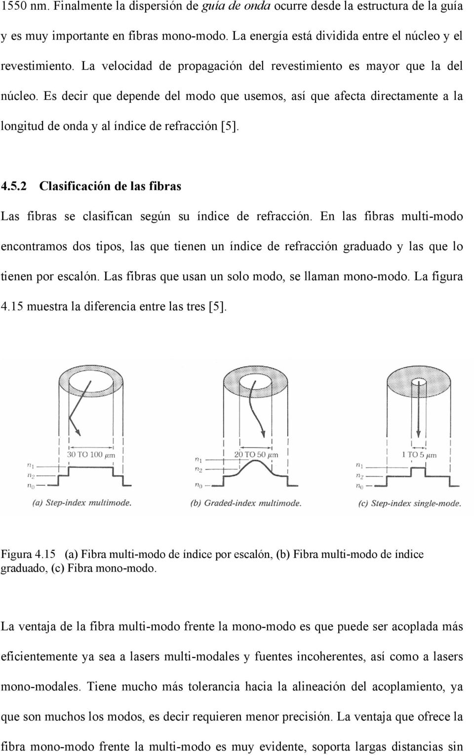 5.2 Clasificación de las fibras Las fibras se clasifican según su índice de refracción.