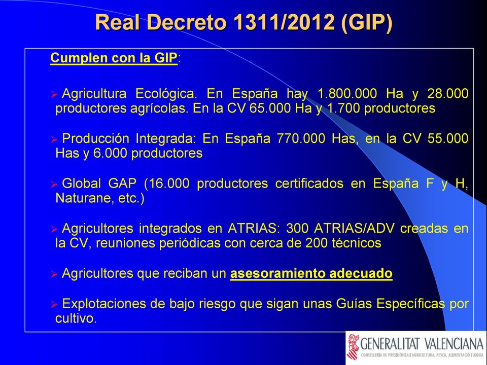 000 productores certificados en España F y H, Naturane, etc.