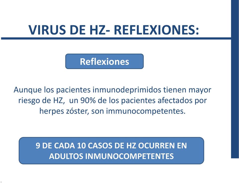 pacientes afectados por herpes zóster, son immunocompetentes.