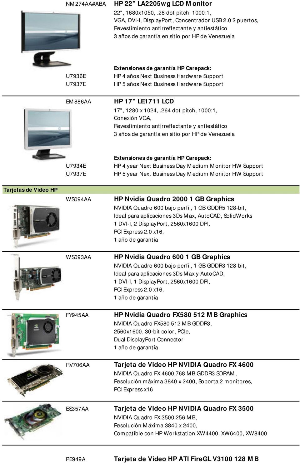 Hardware Support HP 17" LE1711 LCD 17", 1280 x 1024,.